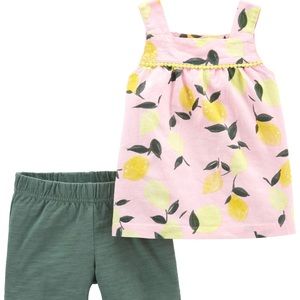 2-Piece Lemon Linen Tank & Jersey Short Set🍋❤️